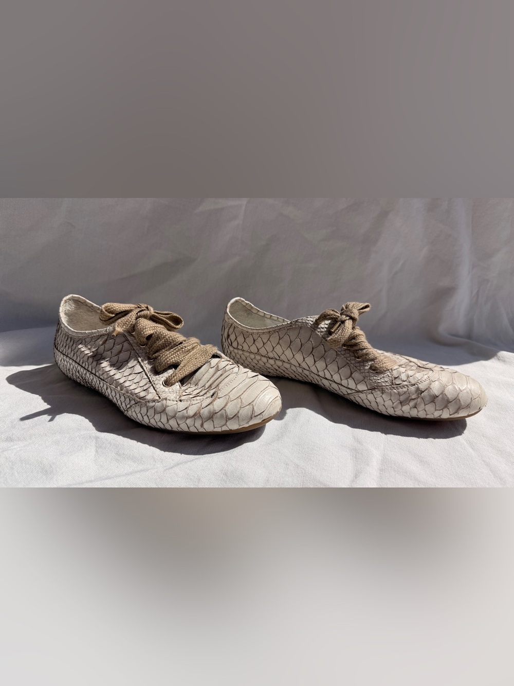 White Sneakers Snakeskin Python Exotic Leather Low Top Shoes by Devi Kroell 38